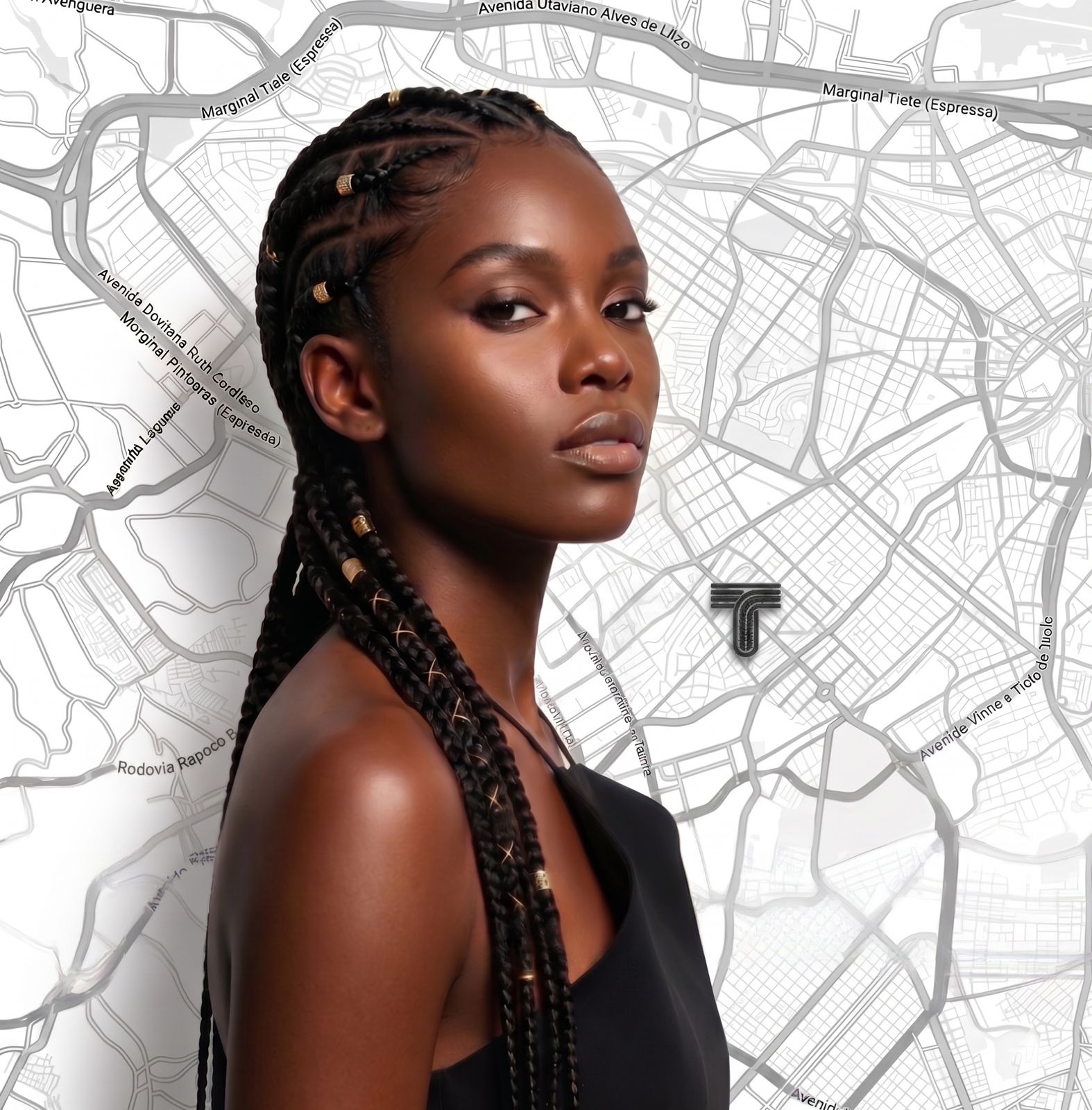 Mulher negra com tranças estéticas